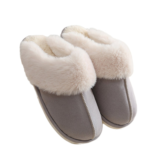 Womens Slippers with Plush Lining and Anti-Slip Memory Foam Sole-Grey