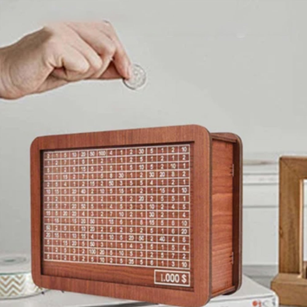 Vault Wooden Cash Saving Box with 1 Erasable Pen-10000