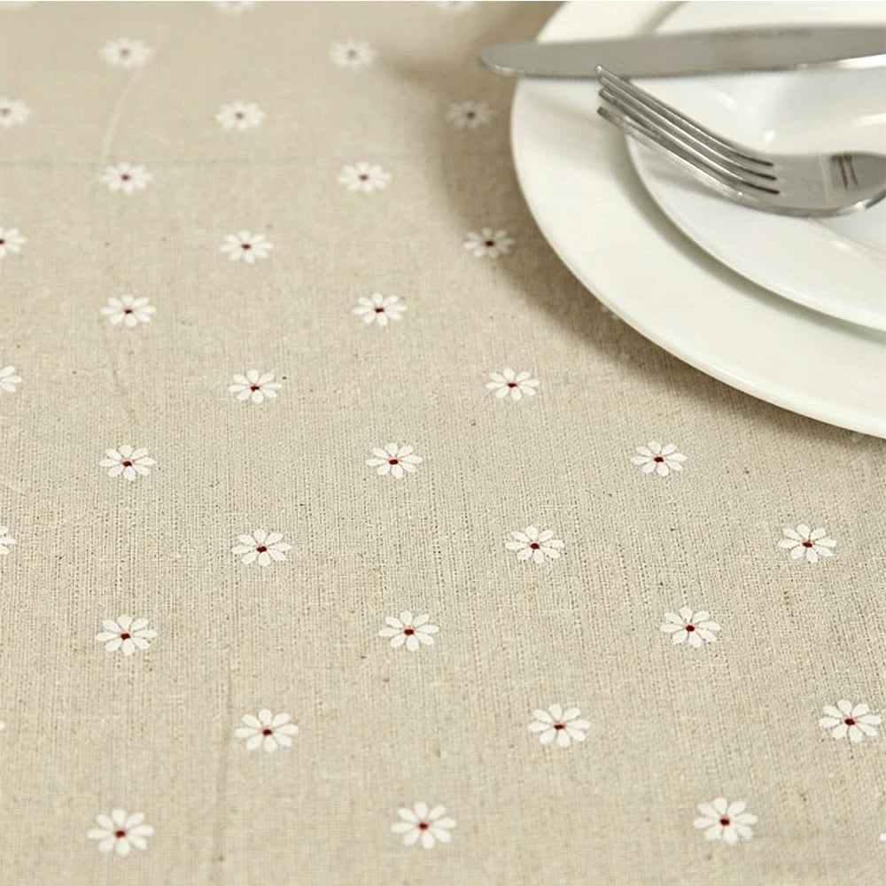 Daisy Floral Lace Tablecloth Poly Cotton Blend for Dining Table Garden Party