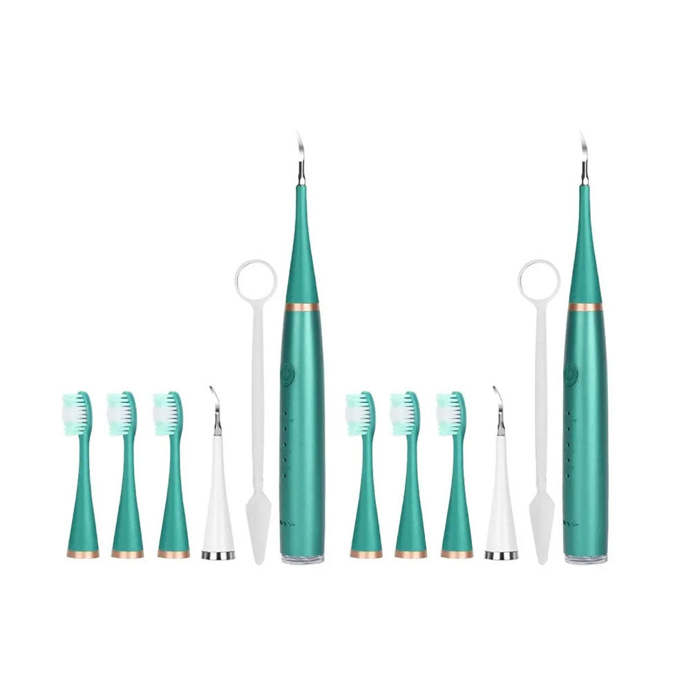 2Pcs 6 in 1 Electric Ultrasonic Dental Calculus Remover Teeth Cleaner