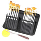 15Pcs Artist Watercolour Oil Paint Brushes Set with Sponge and Scraper