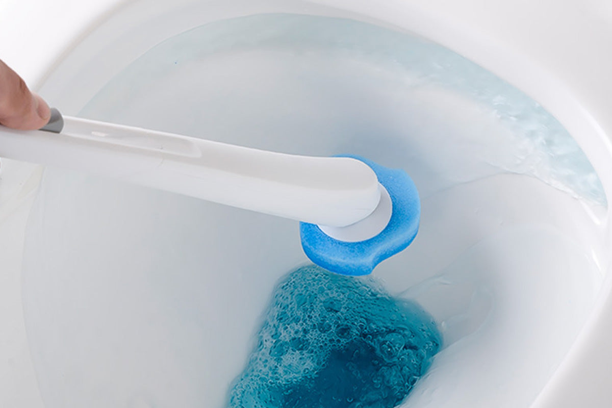 Disposable Toilet Brush Set with Replaceable Heads and Cleaning Liquid for Bathroom