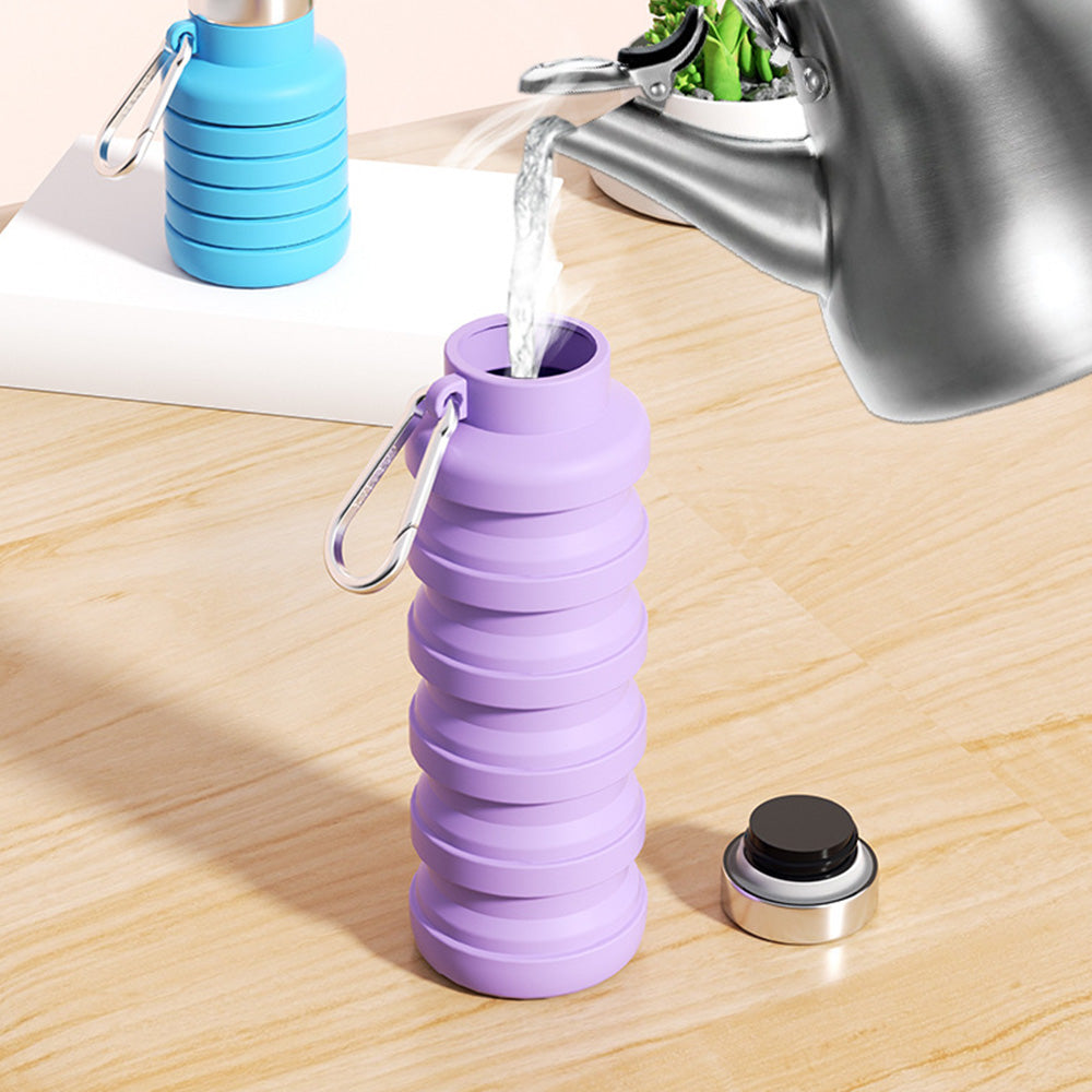 500ml Collapsible Silicone Water Bottle with Hanging Hole for Outdoor Office
