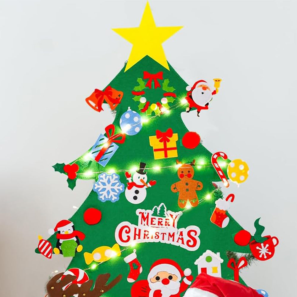 Felt Christmas Tree Set DIY Felt 41 Ornaments and LED String Lights