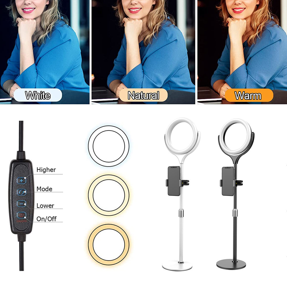 Desk Ring Light with Stand and Phone iPad Holder
