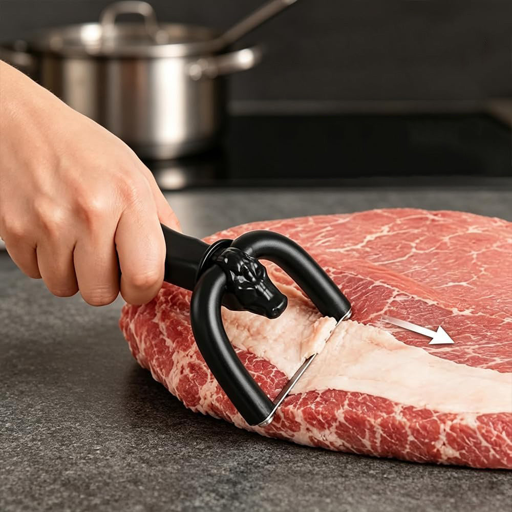 Black Bull Shape Handheld Fat Trimmer And Meat Cutter For Kitchen BBQ