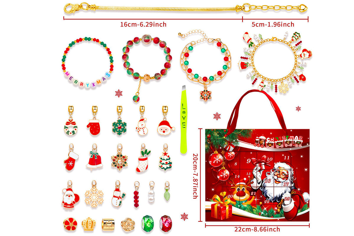 2025 Christmas Advent Calendar Bracelet Blind Box Kit DIY Charm Bracelets Gift