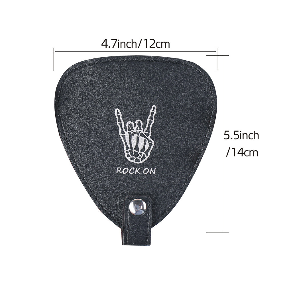 Guitar Picks Holder Case with 22 Picks PU Leather Guitar Plectrums Storage Pouch