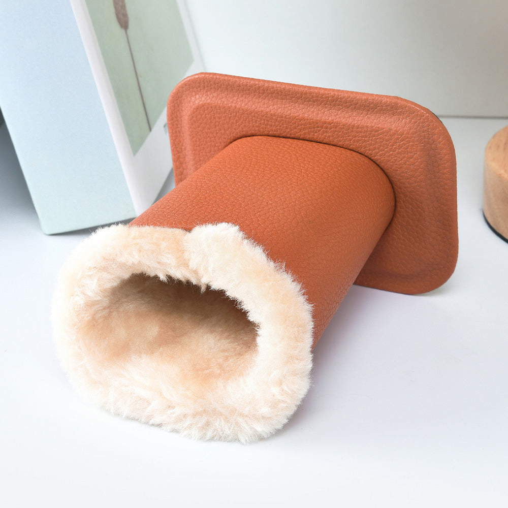 Soft Plush Lined Eyeglasses Desk Holder PU Leather Glasses Display Stand With Base