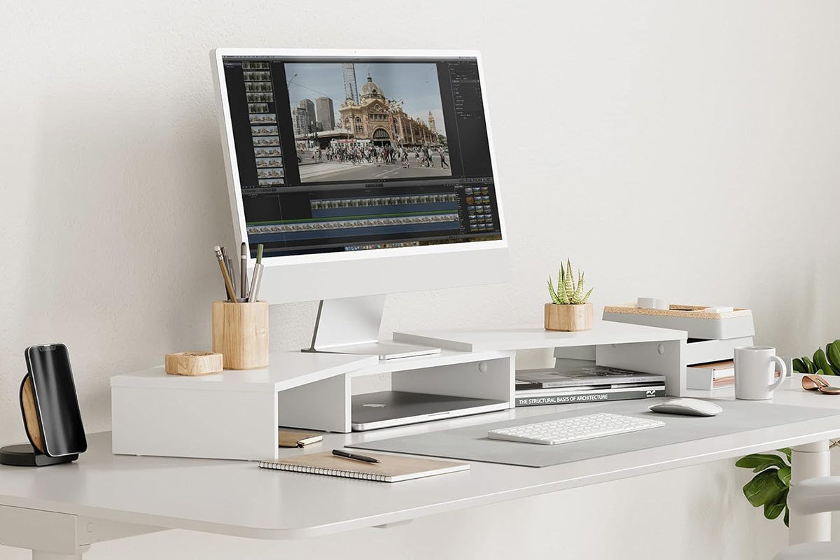 Dual Monitor Stand Riser Adjustable Computer Monitor Stand for Books iMac Laptop