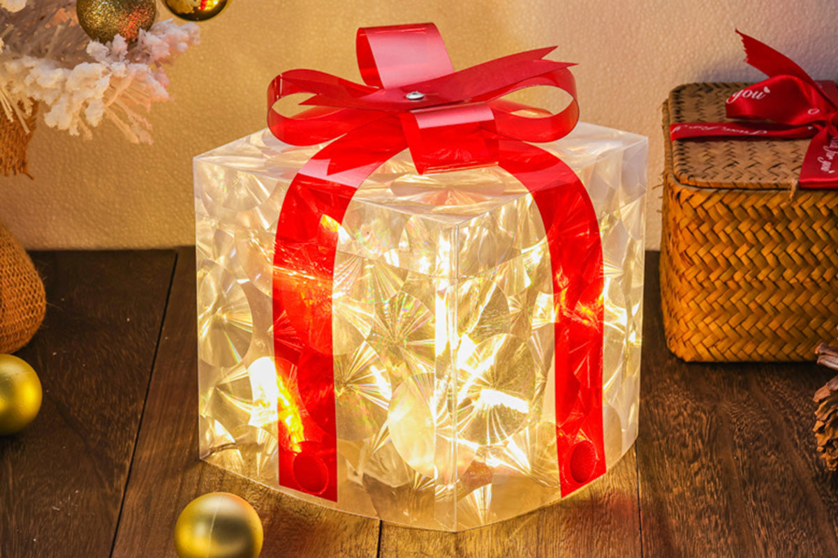 3D 3-Pack Christmas Gift Box with LED Lights Decorations