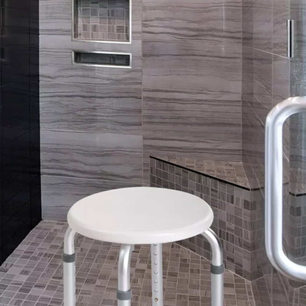 Round Adjustable Height Shower Stool With Anti-Skid Legs