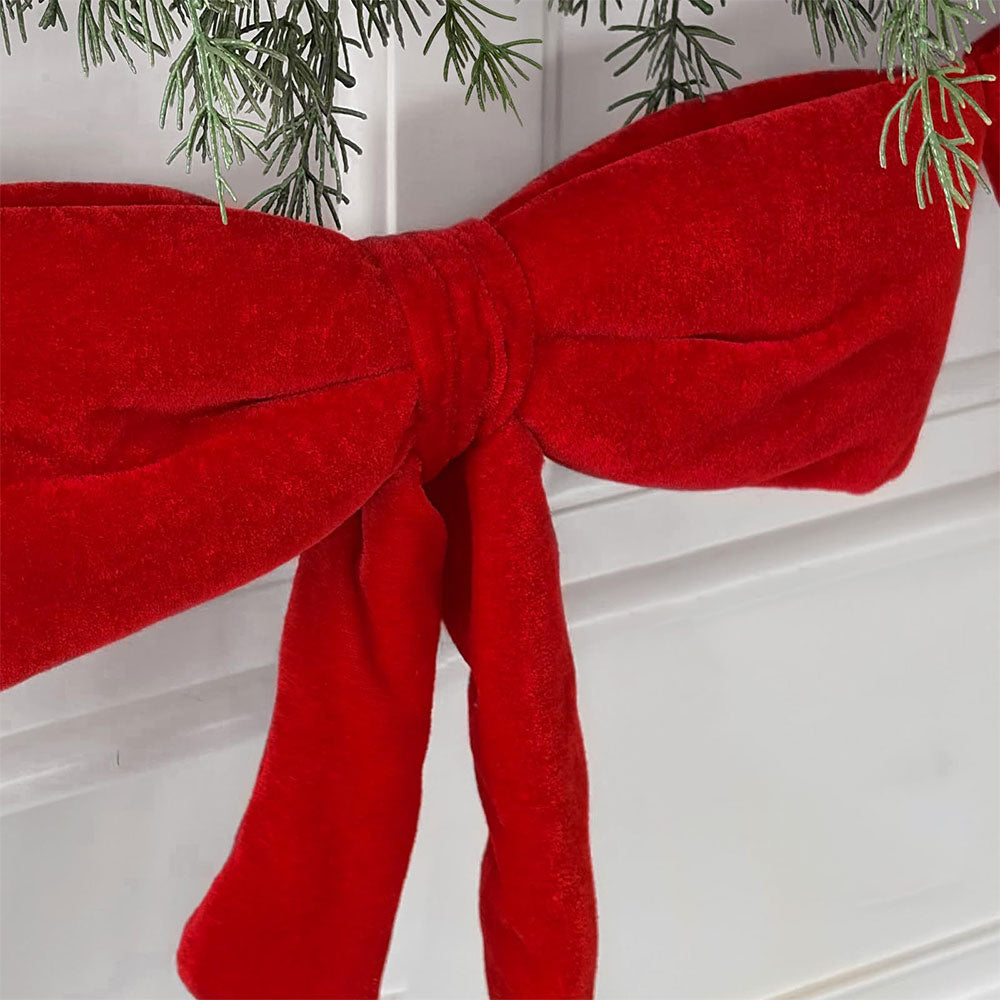 Christmas Decorations 180cm Red Velvet Bow Garland