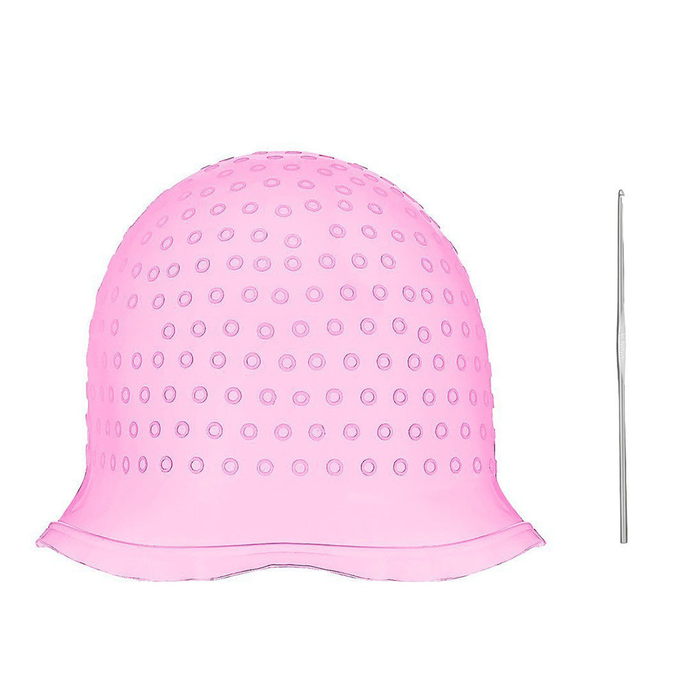 Reusable Silicone Hair Highlighting Cap with Stainless Steel Hook