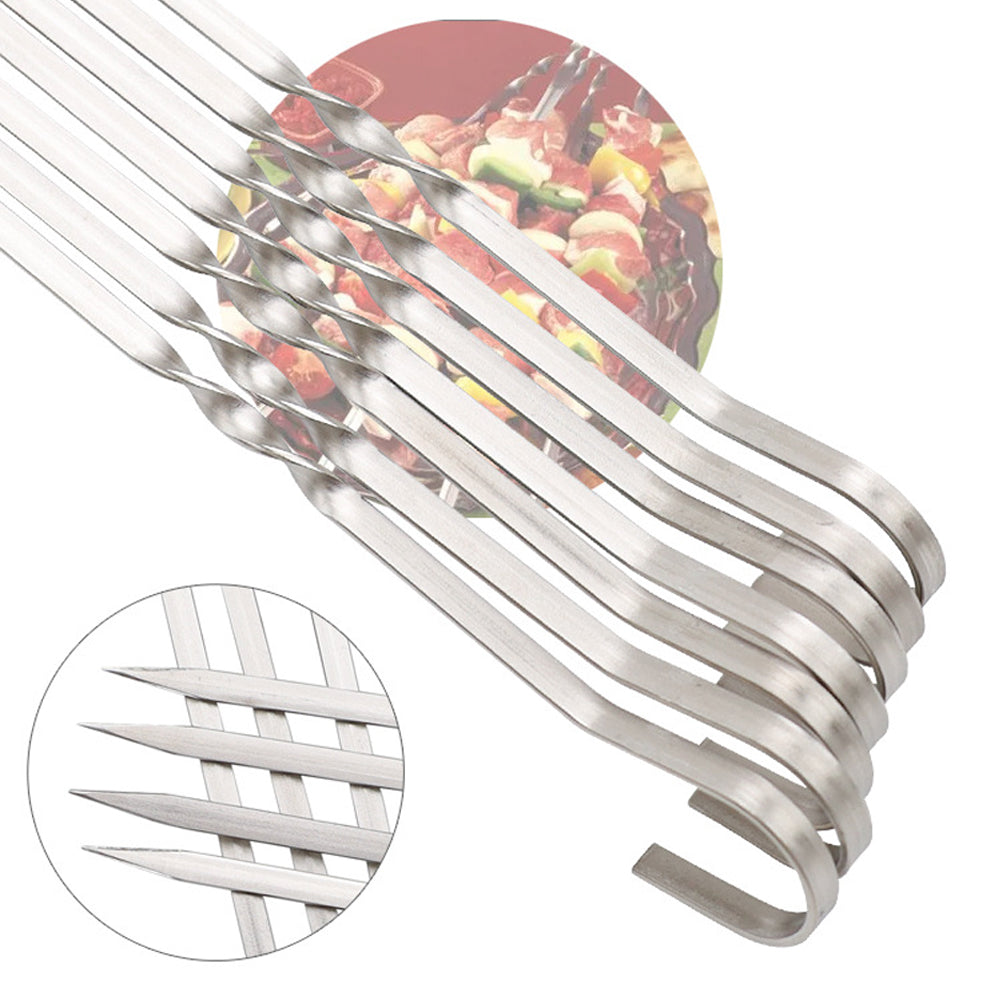 50Pcs 30cm Flat Long Stainless Steel Skewers for Grilling