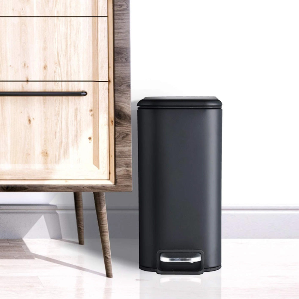 Slim Stainless Steel Pedal Trash Can 14cm Narrow Bathroom Waste Bin Soft Close Lid