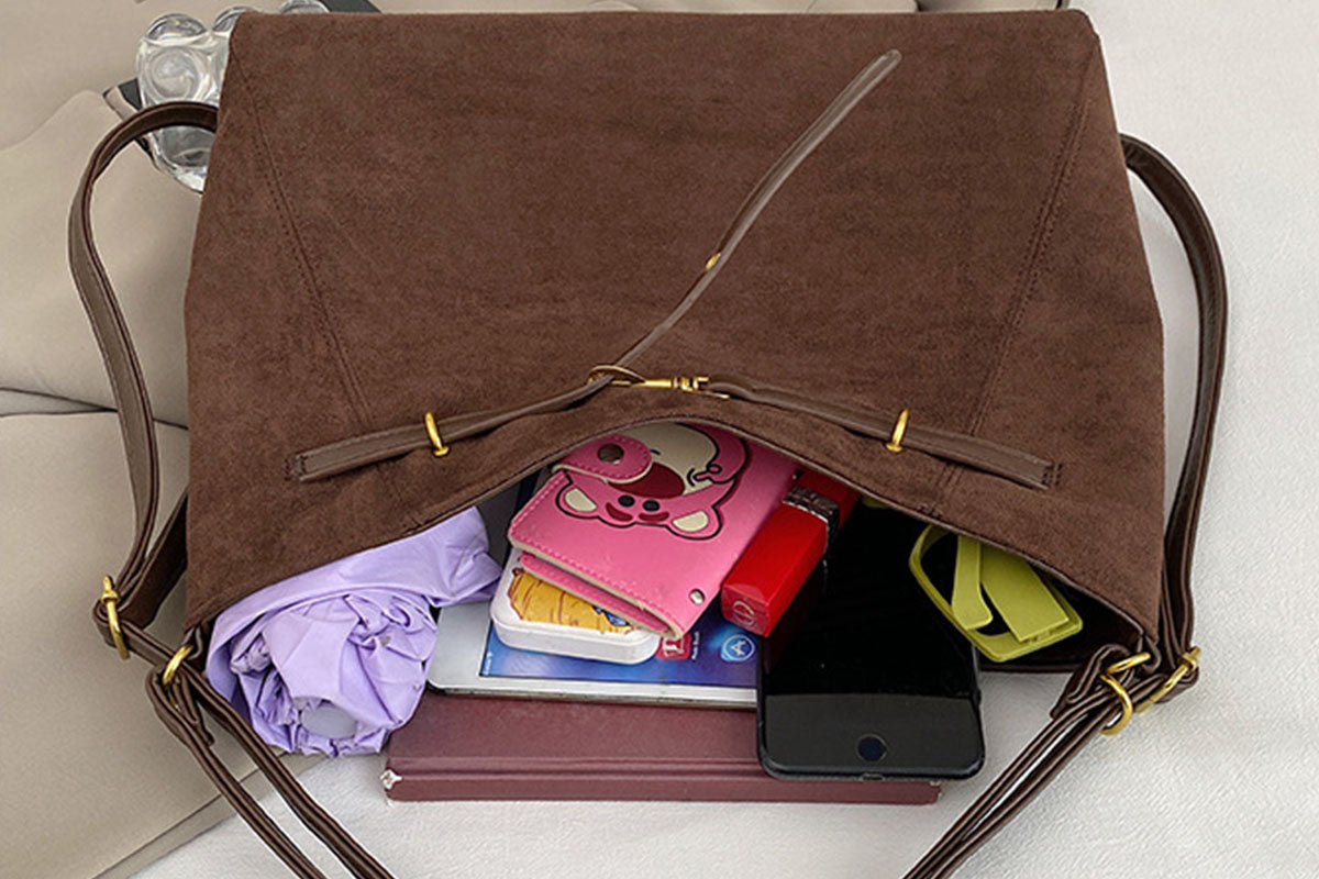 2-In-1 Vintage Suede Hobo Bag Backpack Shoulder Bag