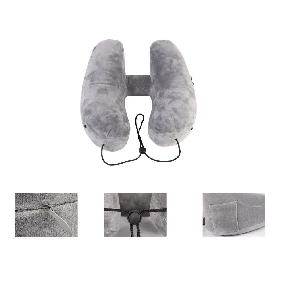 Inflatable Detachable Travel Neck Pillow with Hat