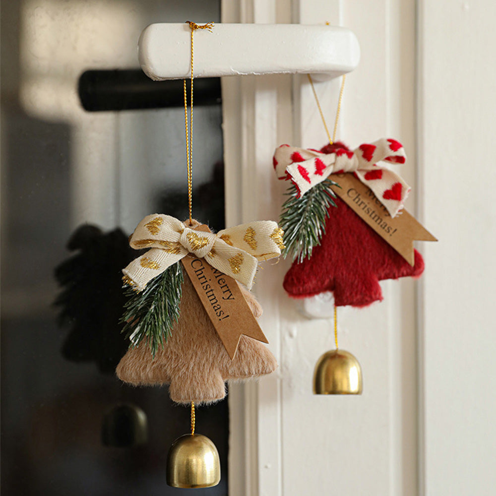 3pcs Jingle Bells Christmas Tree Decorations Plush Pendant Hanging Christmas Ornaments