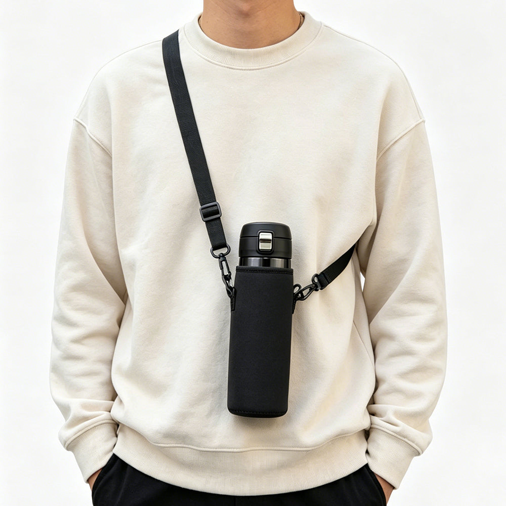 Water Bottle Carrier Bag With Adjustable Strap For Hiking Travelling
