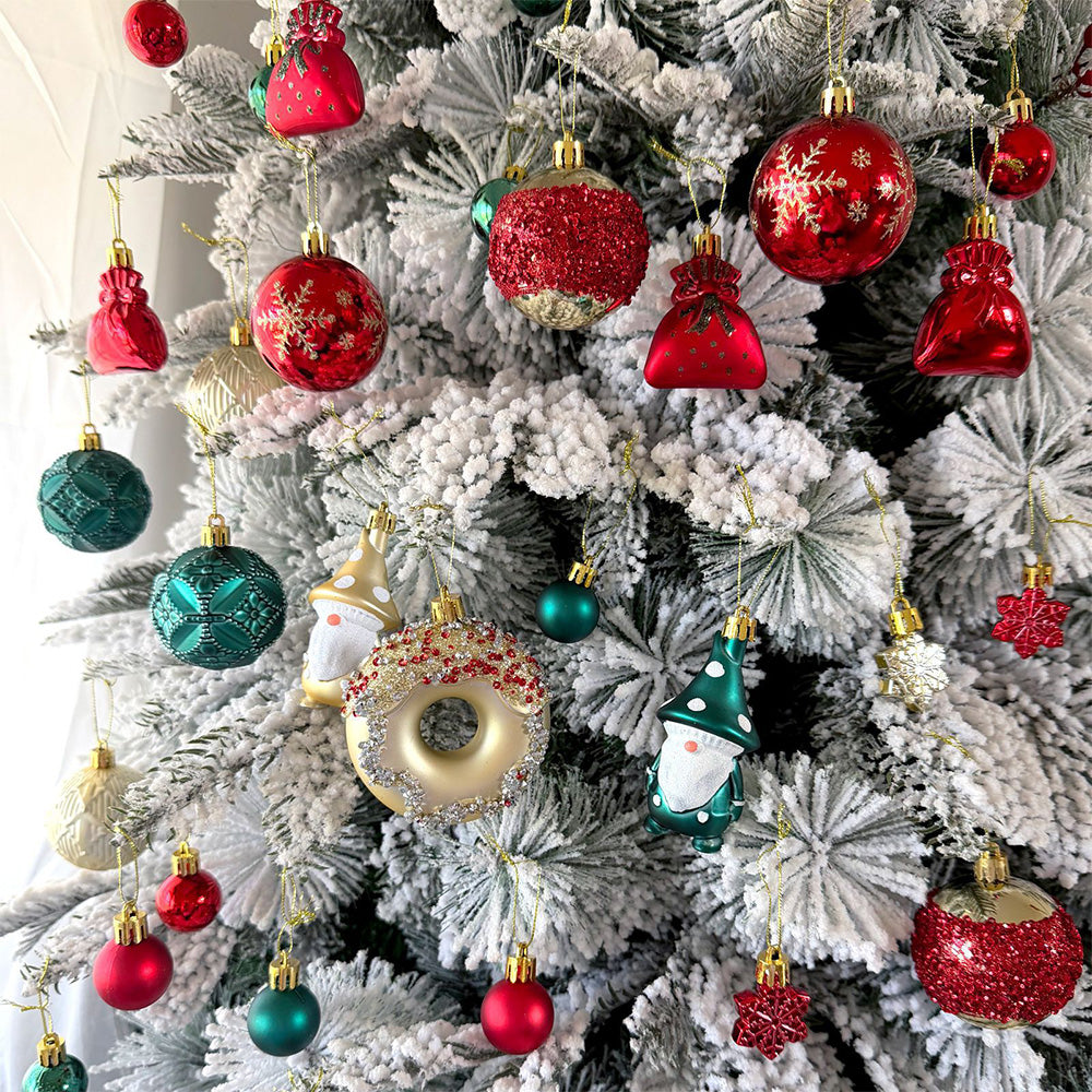 60 Piece Christmas Donut Santa Gnome Ball Hanging Ornament Set