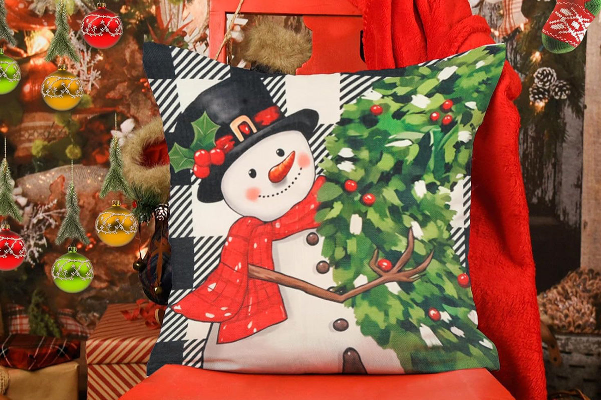 Set of 4 Christmas Pillow Covers Decorative Throw Pillow Covers for Sofa