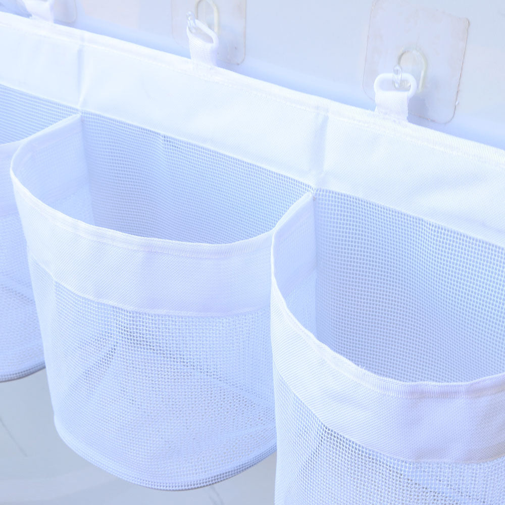 2Pcs 3 Compartment Horizontal Large Openings Bath Toy Organizer Hanging Mesh Shower Organizer