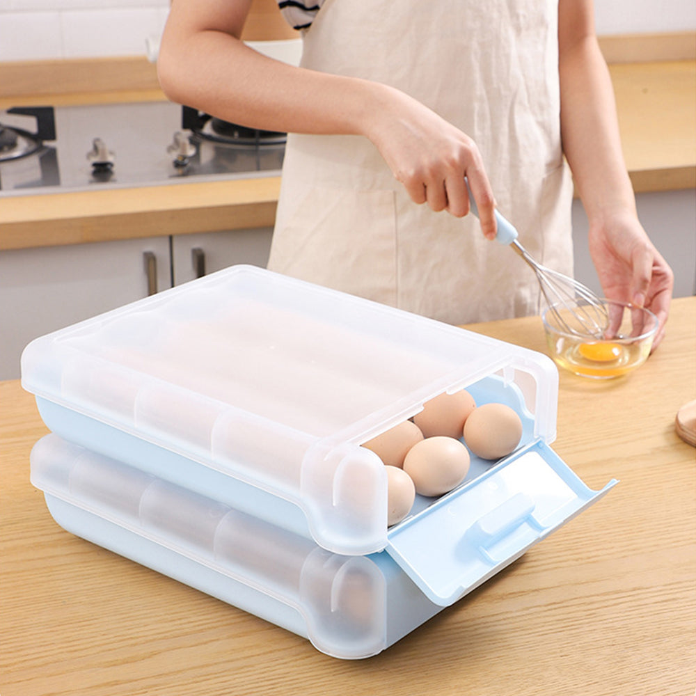 34.3x25.2x8.2CM Automatic Scrolling Egg Storage Box Removable Egg Dispenser
