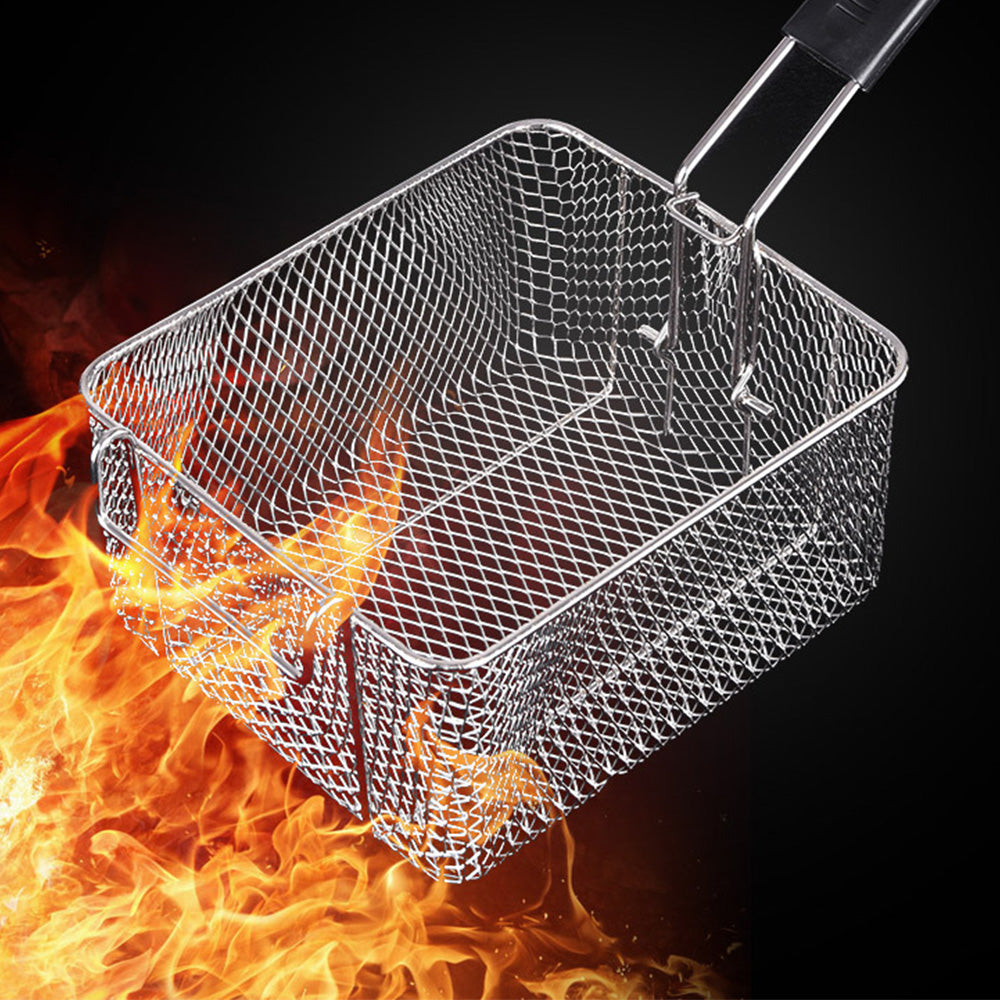 Stainless Steel Deep Fryer Basket with Removable Handle and Hanging Design