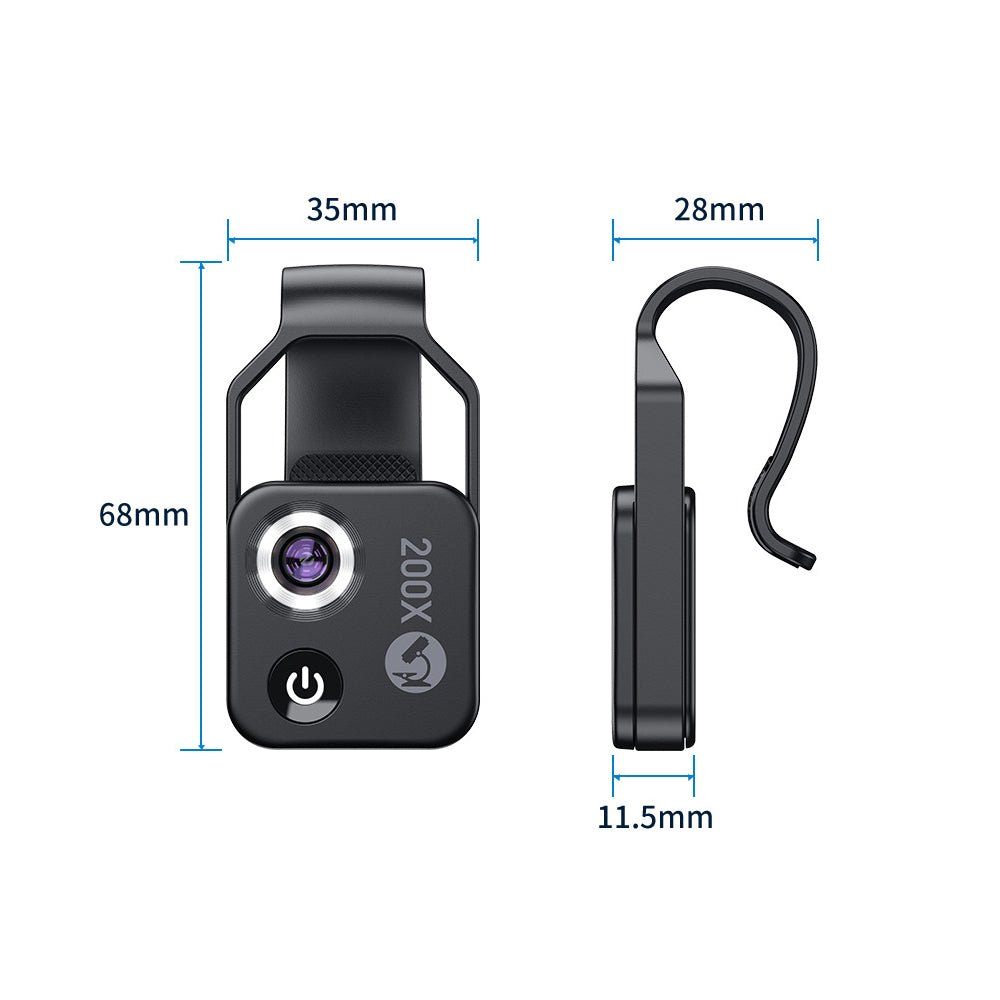 200X Phone Mini Pocket Microscope with CPL Handheld Lens and LED Light