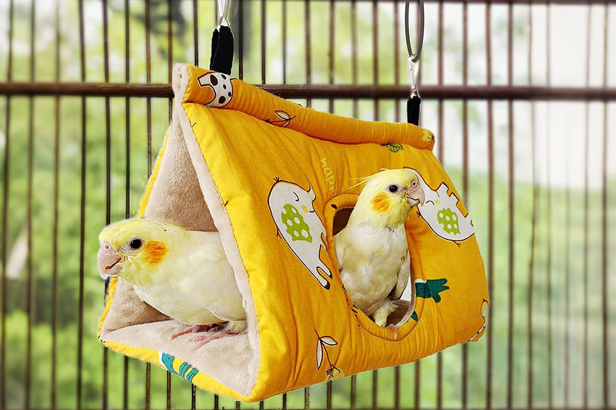 Bird Sleep Nest Cage Hut Pet Hammock Hang Cave Bed for Parrot Budgie Cockatiel