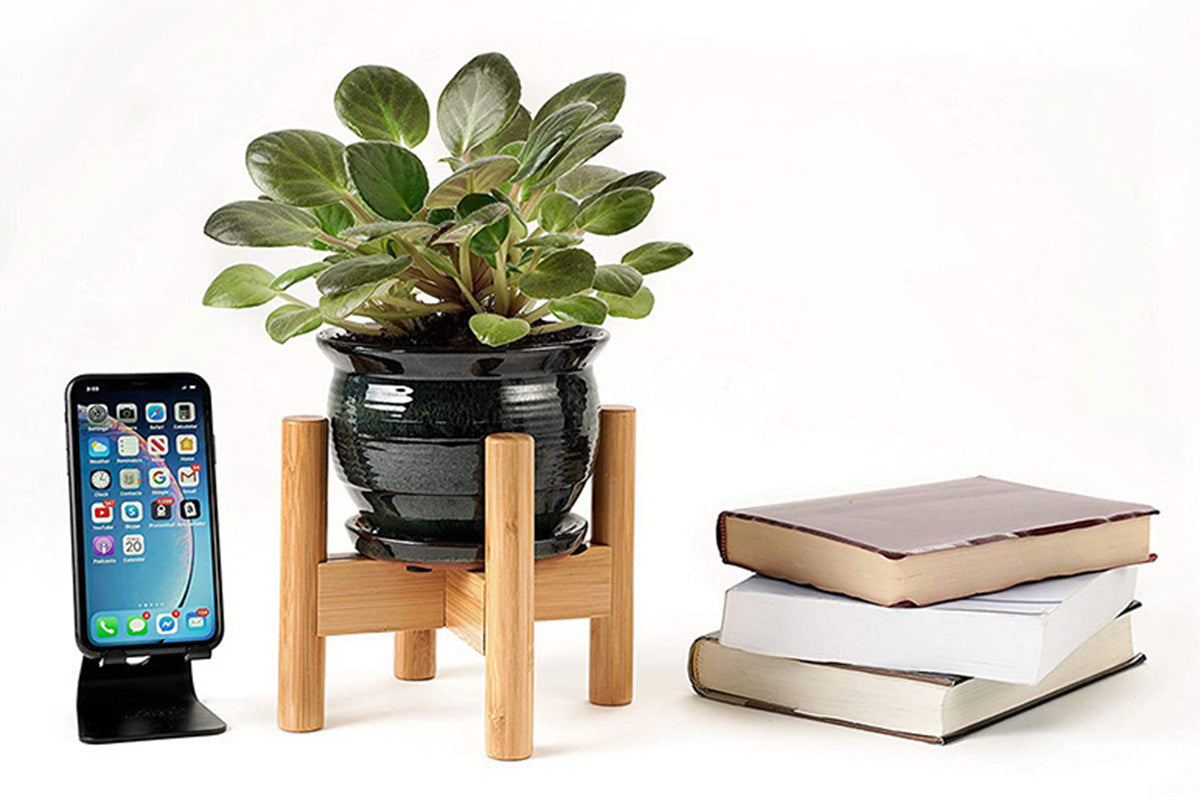 Adjustable Bamboo Plant Stand Holder Indoor for Stable Plant Display