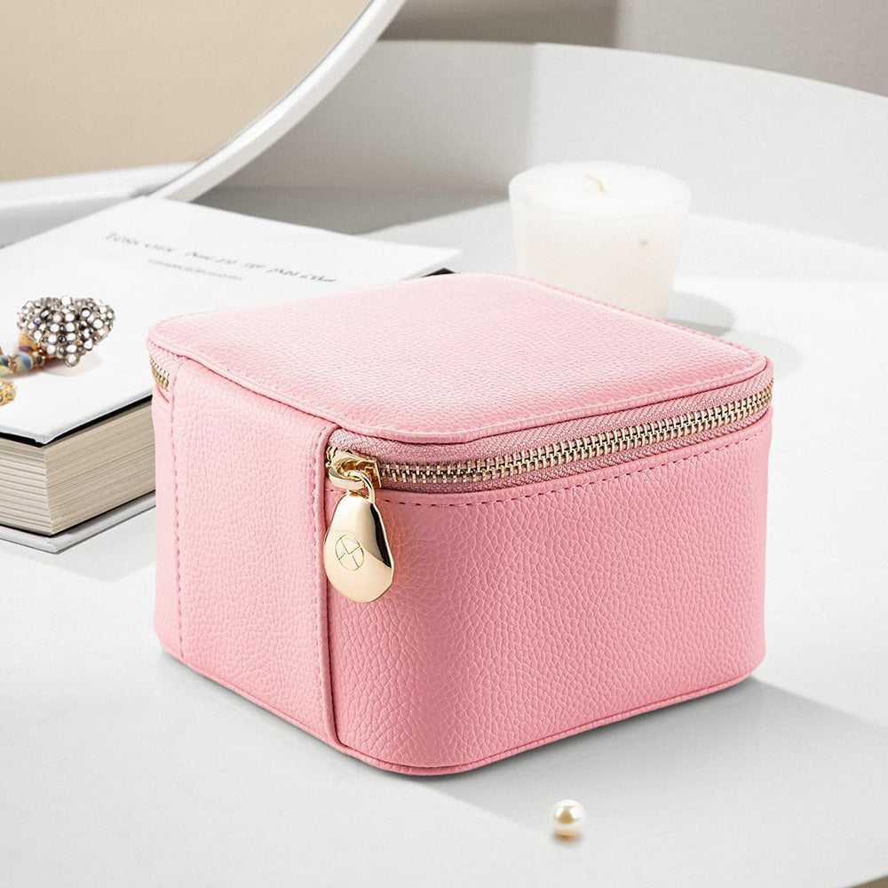 Travel Jewelry Case Small Jewelry Box with 6 Transparent Zipper Pockets