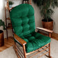High Back Rocking Chair Cushion Water Resistant Outdoor Seat Pad with Ties-Dark Green
