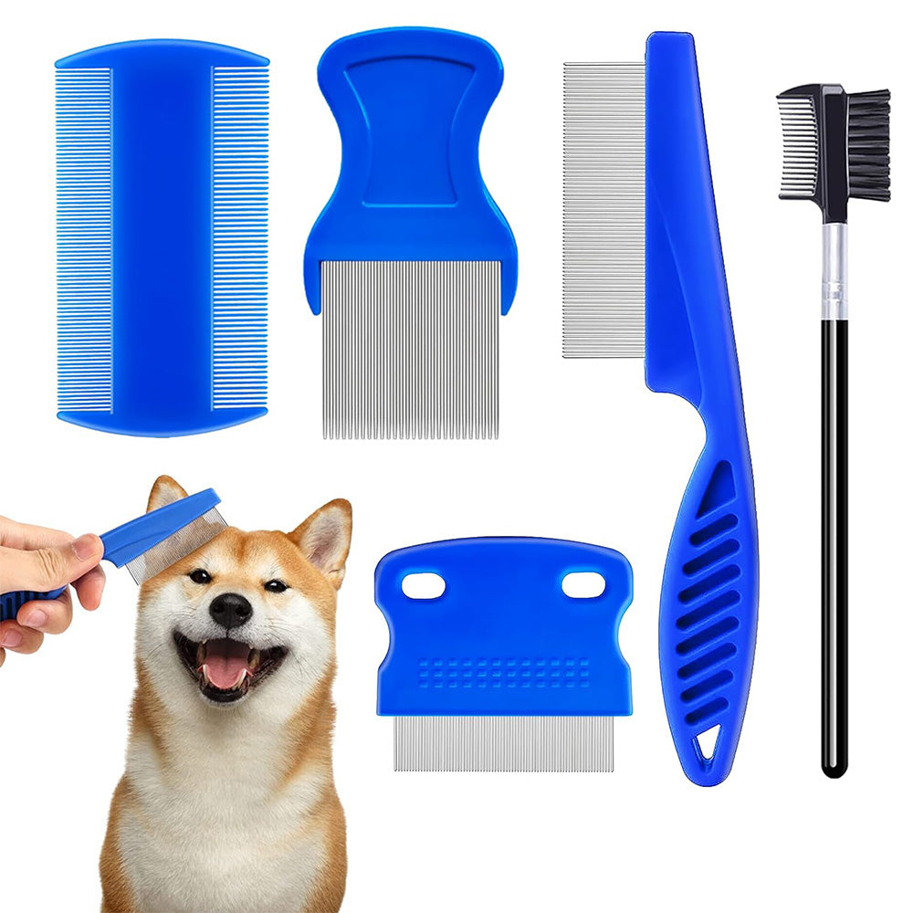 5Pcs Flea Lice Comb Set for Dogs and Cats Fine Tooth Grooming Brushes for Pet Hair Care