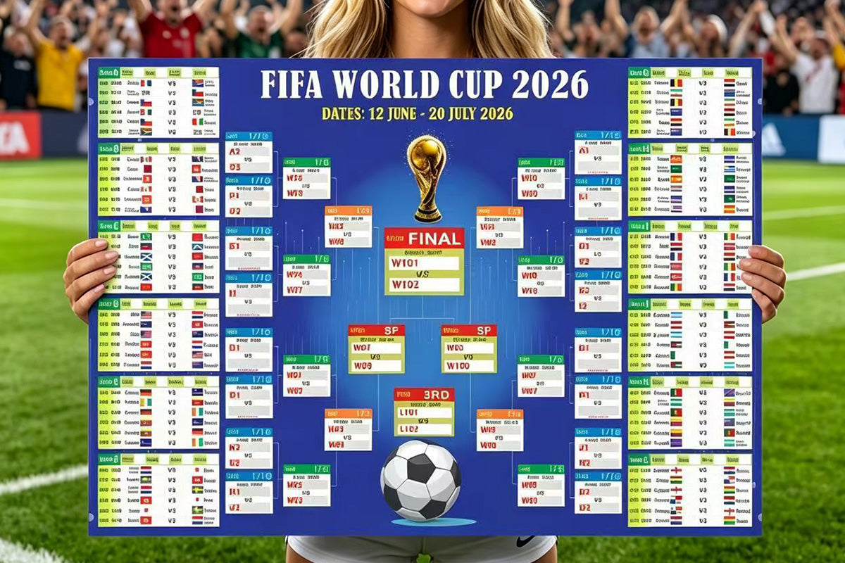 2026 Soccer World Cup Schedule Poster 2026 FIFA World Cup Fixtures Chart Wall Decor for Soccer Fans