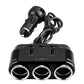 3 Way 12V Car Cigarette Lighter Splitter Dual USB Charger Digital Display