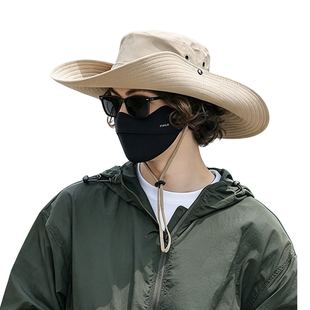 Foldable Wide Brim UV Sun Hat with Wind Strap for Fishing and Hiking