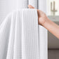 Waffle Weave Water Resistant Shower Curtain with 12 Rustproof Rings-White