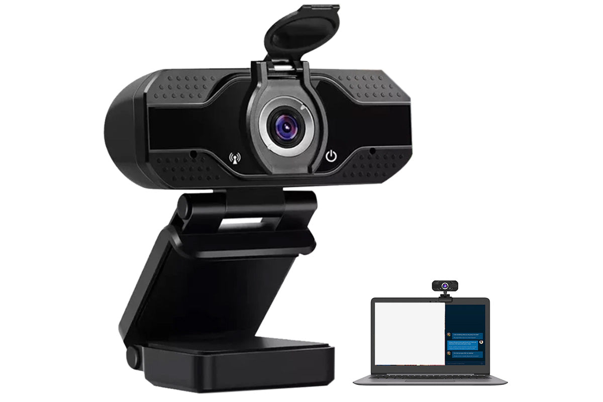 Full HD USB Webcam with Microphone for PC Desktop and Laptop -Black