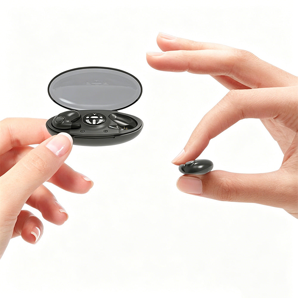 Ultra Thin Invisible Earphone Bluetooth 5.3 for Side Sleeping with LED Display