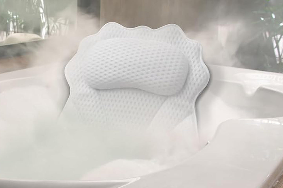 Bath Pillow with Headrest and 6 Suction Cups for Tub Support and Relaxation