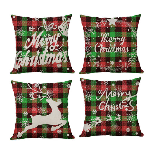 45x45cm Linen Christmas Pillow Cover Throw Pillowcase