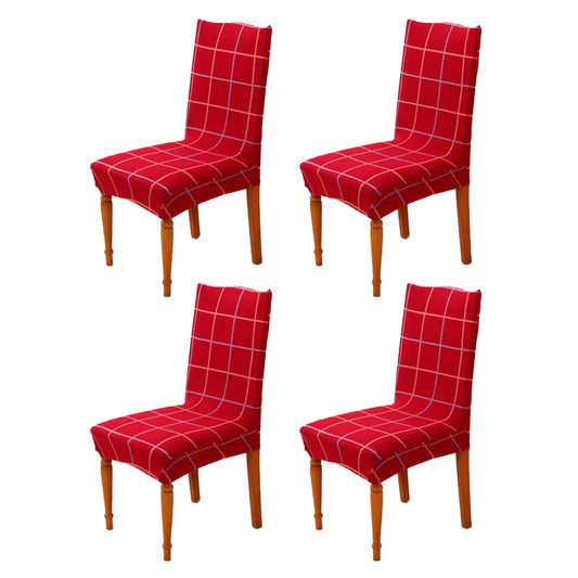 4Pcs Stretch Dining Chair Slipcover-Red