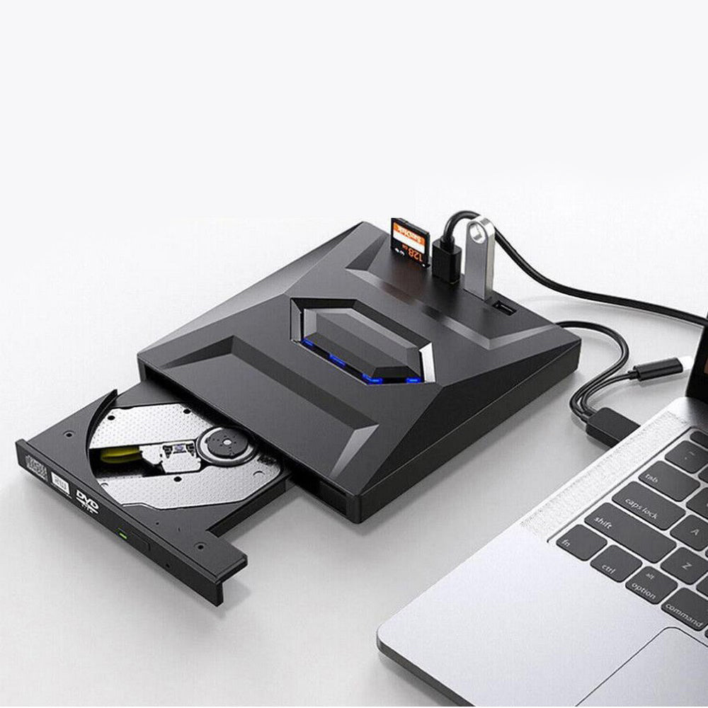 7 in1 External CD DVD Drive USB3.0 Type-C Writer Burner Player for Laptop Windows