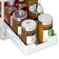 2 Tier Bathroom Cabinet Shelf Organizer Double Sliding Storage Rack with Hook