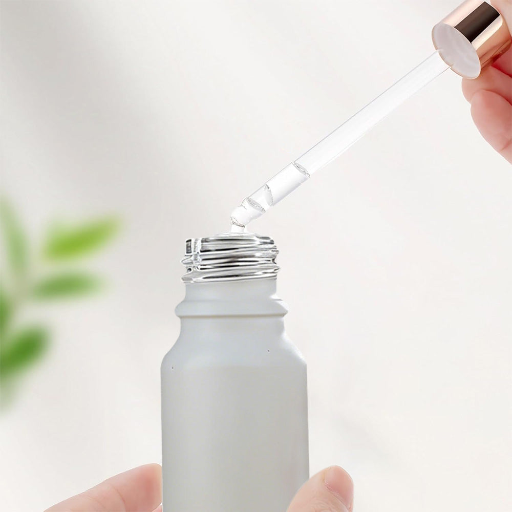 10 Pack Glass Dropper Bottles Rose Gold Caps for Essential Oils 15ml 30ml 50ml