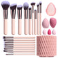 18Pcs Makeup Brushes Set with Makeup Sponges and Storage Bucket