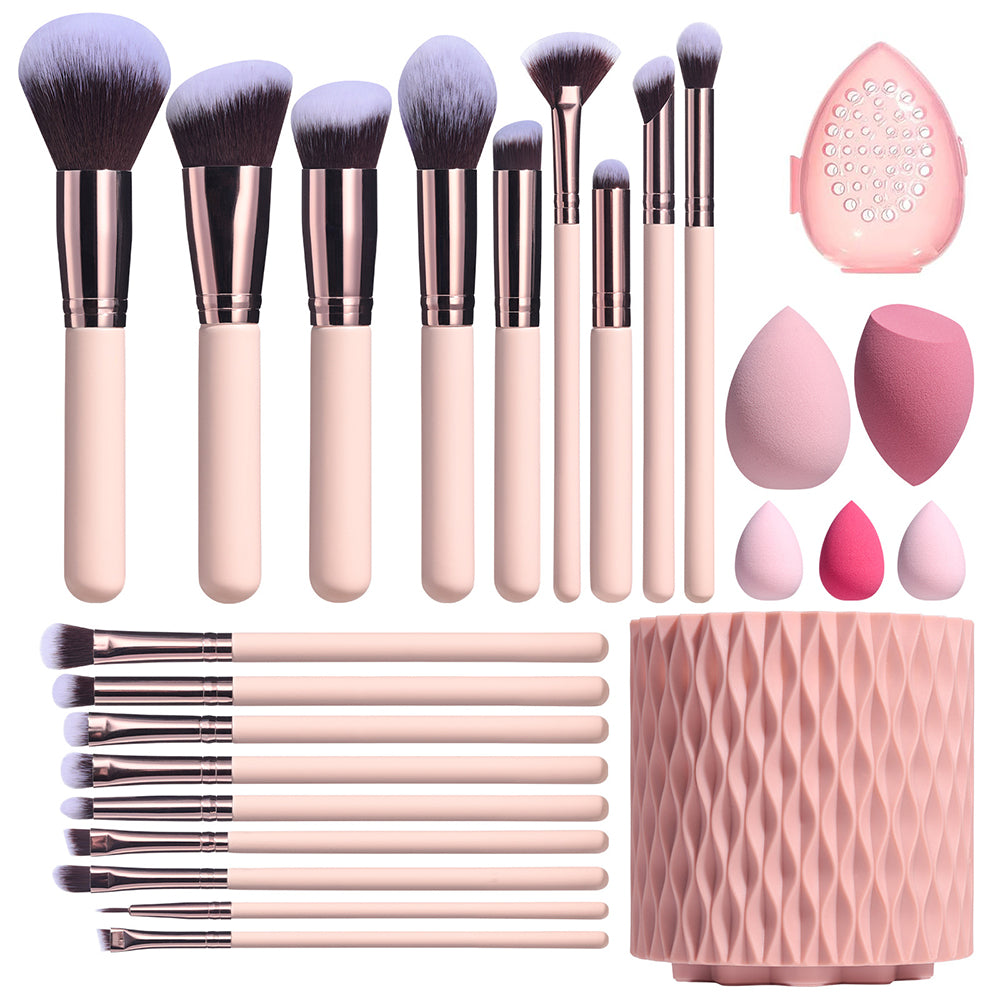 18Pcs Makeup Brushes Set with Makeup Sponges and Storage Bucket