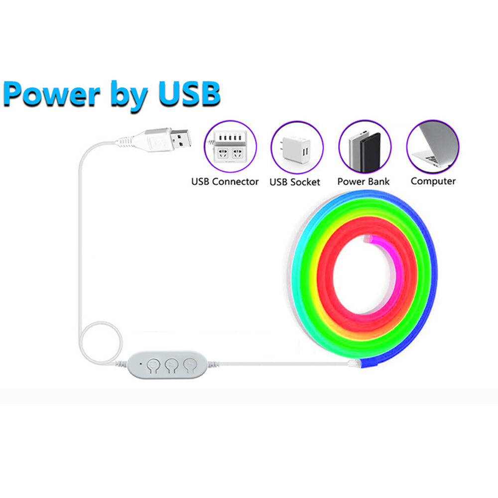 LED Neon Strip Light 4M Waterproof Flexible Rope RGB with Bluetooth Music Sync